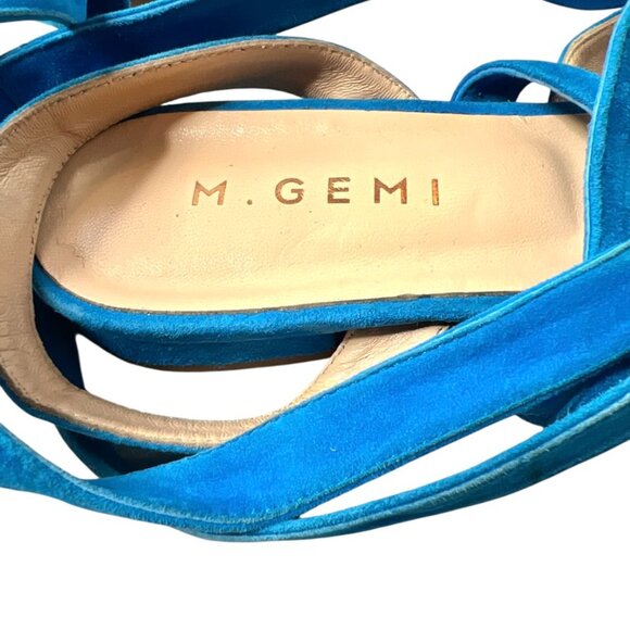 Vivid Turquoise Strappy Wrap Flat Sandals by M GEMI, size 9 - Picture 5 of 8